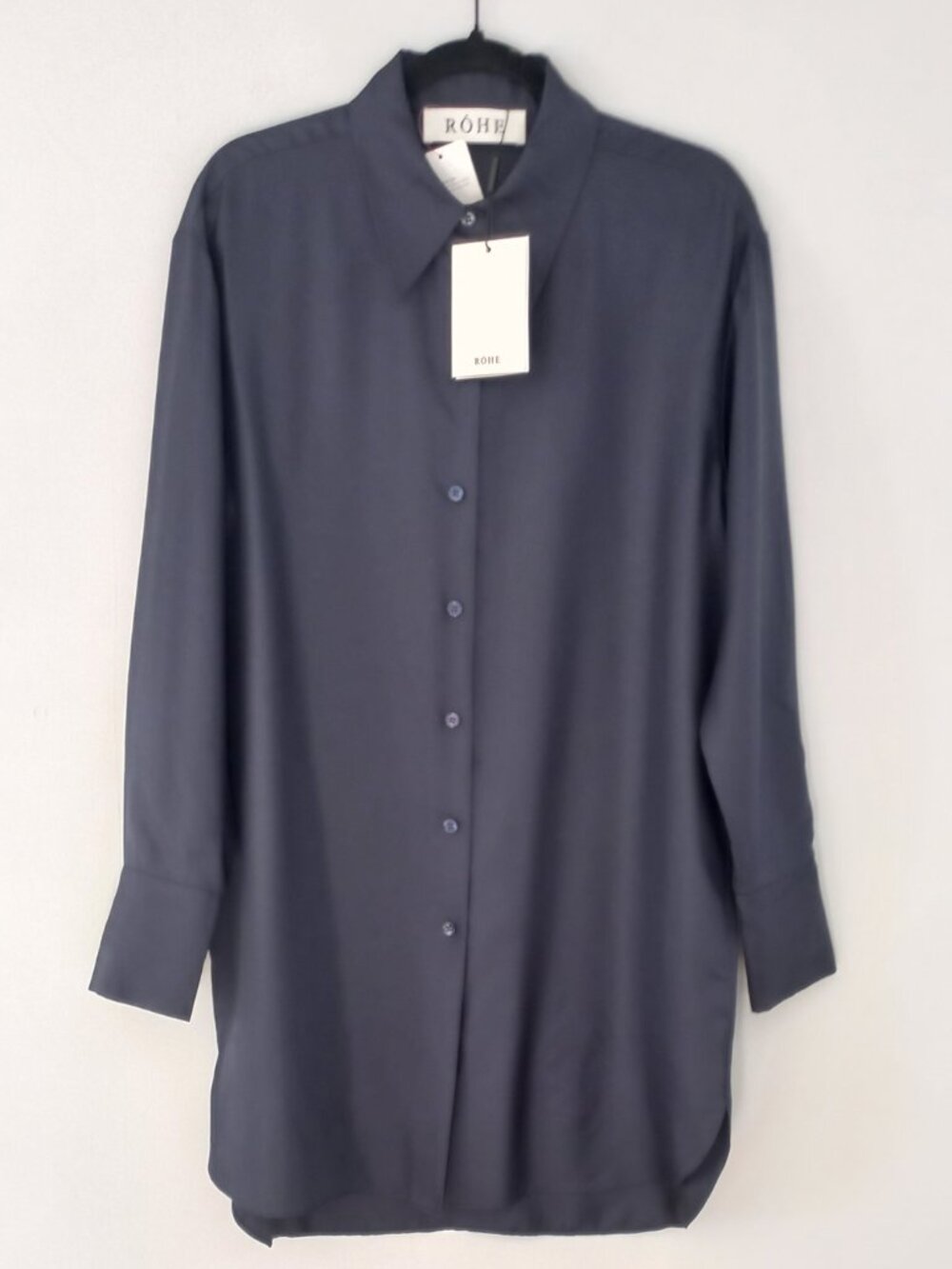 RÓHE navy blue silk shirt dress
